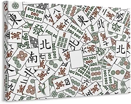 Telhas mahjong chinesas impressões de lona