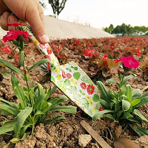 Conjunto de ferramentas de jardim - kit de ferramentas para as mãos de jardinagem de alumínio com estampa floral, presentes de jardinagem fofos para mulheres com brechas de brechas de espinha