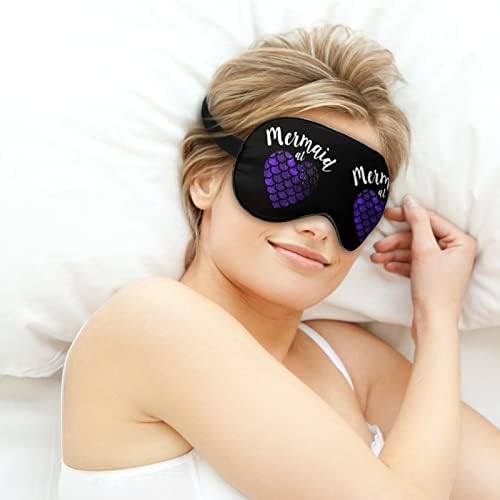 Sereia em máscara de olho no sono impressa no coração Tampa de olhos macios com a sonda ajustável Eyeshade de viagem Sapca para homens