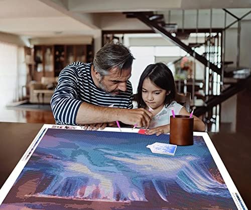 Kits de pintura de diamante 5D ZGMAXCL DIY para adultos e crianças redondos de redação completa cenário de cachoeira shinestone de