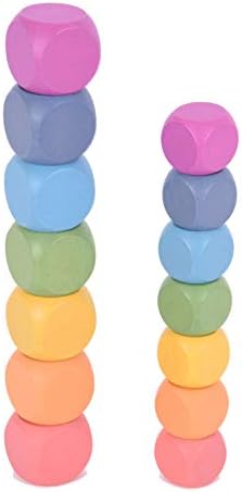 Tickit Rainbow Wooden Cubes - Conjunto de 14 - 7 cores diferentes - para idades de 10m+ - Peças soltas Toy de madeira para crianças pequenas
