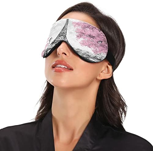 Xigua Eiffel Tower Pink Tree Sleeping Eyes Máscara com alça ajustável, Blackout respirável Confortável máscara de olho para dormir para homens e mulheres#119