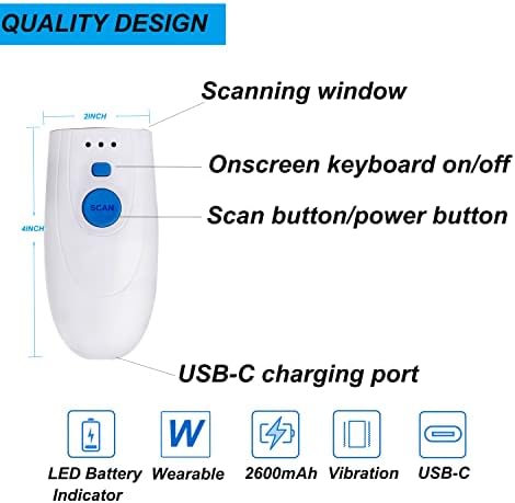 Teemi tmsl-55cr bluetooth scanner com berço USB e scanner Bluetooth branco 2D branco com pacote de berço