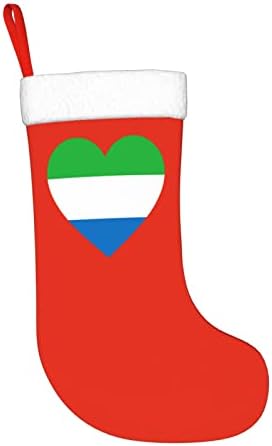 CutedWarf Love Sierra Leone bandeira de Natal Decoração de Natal Classic Classic 18 polegadas Lareira Hanging Sock