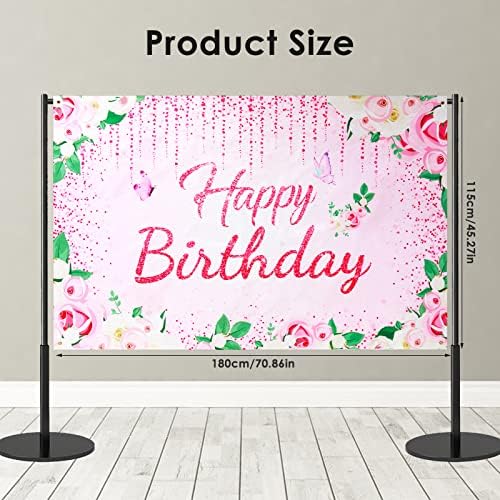 1pcs banner de aniversário rosa para mulheres feliz aniversário cenário grande parabéns de feliz aniversário para