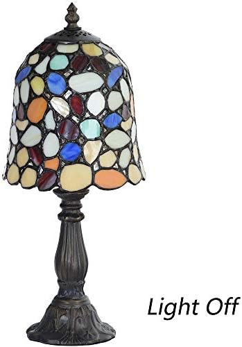 Bieye l10729 colorido de paralelepípela tiffany manchado luminador de mesa de vidro com abajur largo de 6 polegadas,