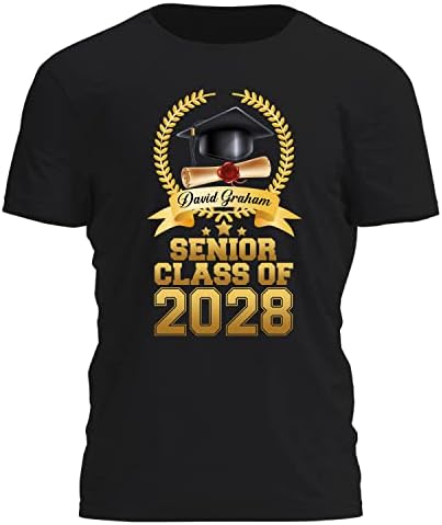 Prezzy Nome personalizado Camisa sênior 2023 Classe de pós-graduação de 2023 Graduação 23 Presentes para ele T-shirt Homens