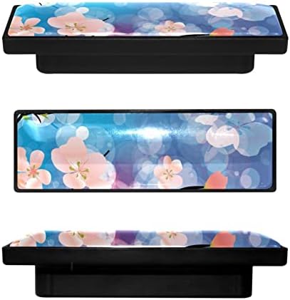 Guerotkr 4 PCs, alças de armário de retângulo, botões de armário, botões de cômoda, alças para armários e gavetas, planta de flor de flor rosa Planta azul padrão