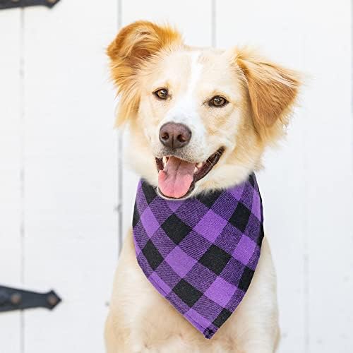 Bandana de cão médio de beleza coroada para cães grandes médios, lenços de triângulo reversível ajustáveis ​​de búfalo preto roxo lenços db19-m