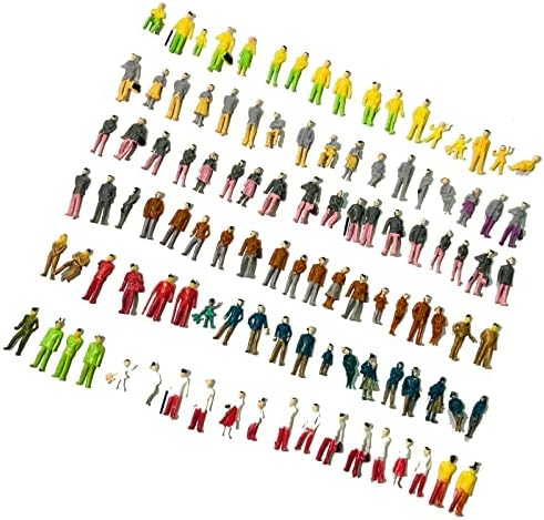 1: 100 modelos de escala HO Definir pessoas, Xafissy 200pcs Pessoas minúsculas modelam pessoas resina diy resina colorida pintada misturada e permanente modelos de figuras para cenas em miniatura