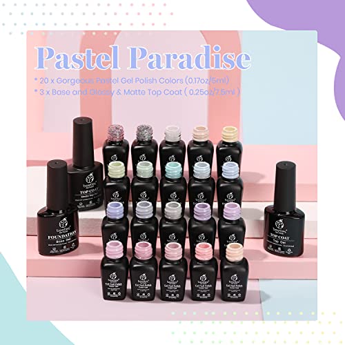 Kit de esmalte de preto em gel de besouros, coleta de cores femininas do paraíso pastel