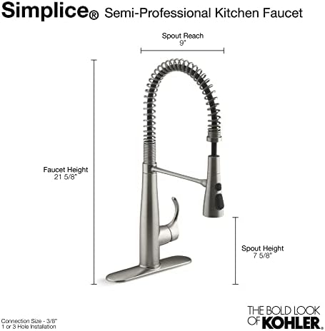 Kohler 22033-2MB Simplice Kitchen Sink Torneira, Brass Moderne escovadas vibrantes