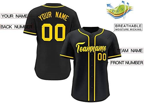 Jersey de beisebol personalizada Button Down Camisetas personalizam o nome costurado e o número para homens jovens para homens