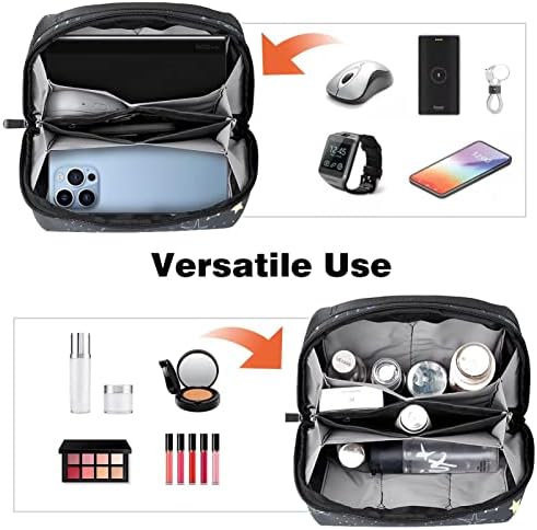 Organizador eletrônico Small Travel Cable Organizer Bag para discos rígidos, cabos, carregador, USB, cartão SD, Constellation Cartoon