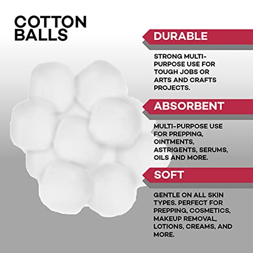 Bolas de algodão de acordo-bolas de algodão médio de 1000 contagem, saco não estéril de bolas de algodão em bolsa com zíper