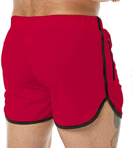 Shorts de ginástica masculinos, treino rápido de exercícios com bolsos com zípers shorts atléticos leves esportivos para