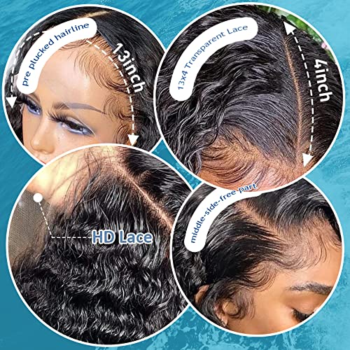 Yeeaak onda profunda renda frontal perucas humanas 13x4 Deep Curly HD Lace Transparente Wig Frontal para mulheres 180% Densidade