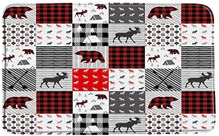 Plaid Bath Bat Cabin Bear Moose Red Red Grid Buffalo Lodge da floresta da camping caçando caça a animais selvagens ARMA