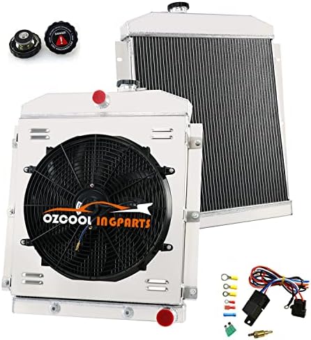 OzCoolingParts Radador de alumínio FS5100 de 3 linhas + 16 de ventilador com o kit de fiação de mortalha e retransmissão