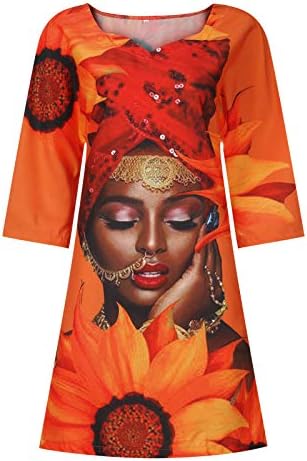 NYYBW Moda Mini Casual African Vintage Dress V Women Women Pescond Middle Women's Dress