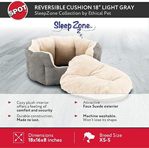 Spot Sleep Zone Puppy Camas para cães pequenos laváveis ​​- almofada reversível 18 polegadas Cama de animais de estimação fofa para gatos e cães de tamanho pequeno - premiado - cinza claro, 18x16