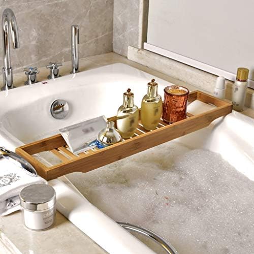 Bandeja de banheira de bambu, prateleira de banheira perfeita extensível com rack de leitura ou suporte de comprimido, adequado para várias banheiras