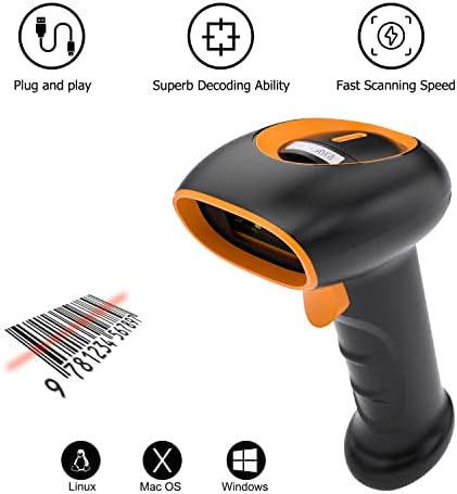 Zacoora handheld 1d 2d Scanner de código de barras com fio Plugue de código de barras do leitor USB e reprodução para o supermercado