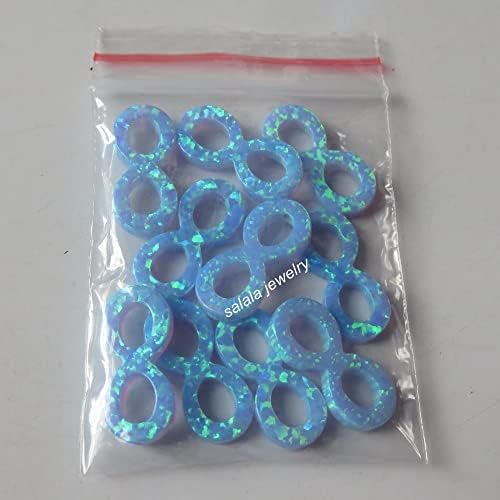 10pcs/ lote op06 azul claro 9x18mm infinito opala sintética perfurada azul claro infinito opala para colar