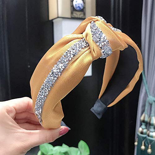 Kalyn 3pcs moda strass ranzolas de diamante, cetim nó de cetim Bandas de cabelo faixas de cabelo glitter para mulheres acessórios