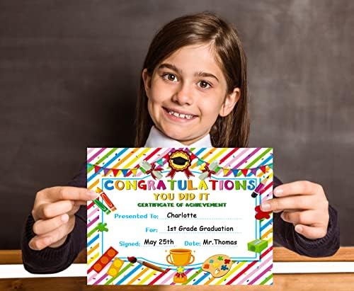 SICOHOME 30PCS Certificado de prêmios para crianças 8 x10 Certificado de conquista e reconhecimento da pré -escola