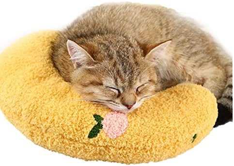 A calma Half Donut Cuddler Cat Bed | Cama de animais de estimação para gatos ou cães pequenos, travesseiro de algodão super macio, cama lavável de meia rosquinha para cães e gatos médios pequenos