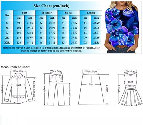 Camisas femininas da mistura de algodão 3 de 4 de 4 manga de pista de pegada floral camisetas estampadas top top casual
