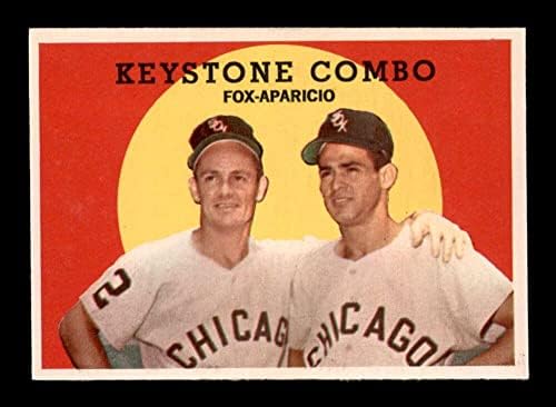 408 Luis Aparicio/Nellie Fox Keystone Combo Hof - 1959 Topps Baseball Cards classificados NM+ - Baseball Slabbed Cartões vintage