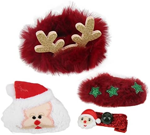 Conjunto de jóias de Natal, faix de borracha fofa requintada, broche e gancho de natal, cabelo fofo de natal, acessórios