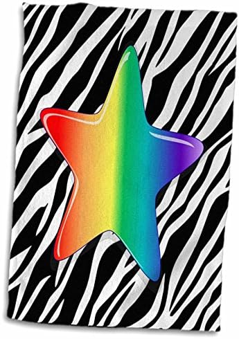 3drose florene Childrens Art V - Imagem de Rainbow Star on Zebra - toalhas