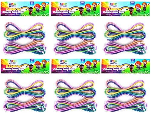 Gosu Toys Rainbow Chinese Jump Ropes Bundle Pack for Kids Outdoor Indoor Play