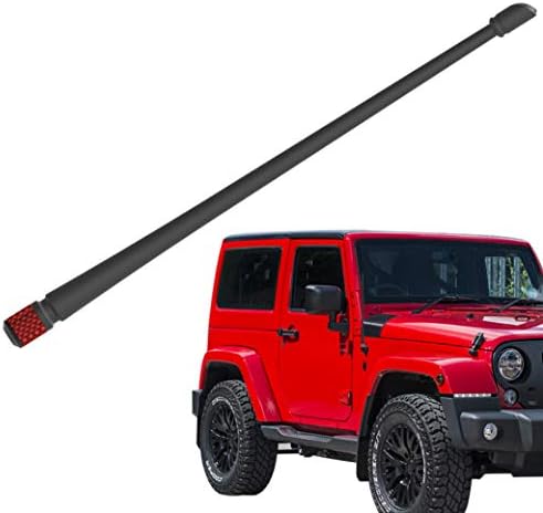 Antena Rydonair Compatível com Jeep Wrangler JK JKU JL JLU RUBICON SAHARA | 13 polegadas de substituição flexível da antena de borracha | Projetado para recepção FM/AM otimizada com fundo vermelho