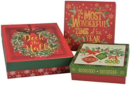 Designs de ameixa Conjunto de caixas de presente de Natal decorativas com tampas | Designs elegantes | Forte e durável
