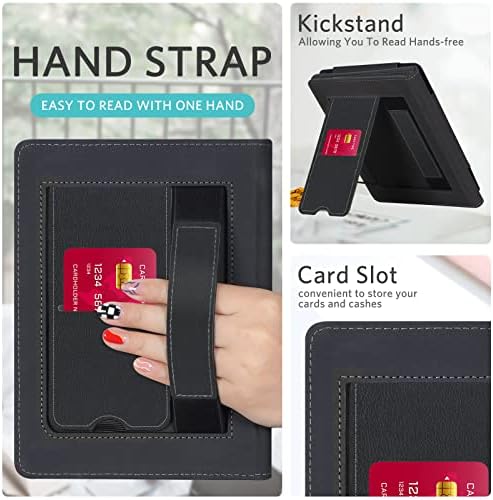 Cobak Kindle Paperwhite com suporte - capa de couro PU durável com esteira de sono automático, slot de cartão, recurso de cinta para
