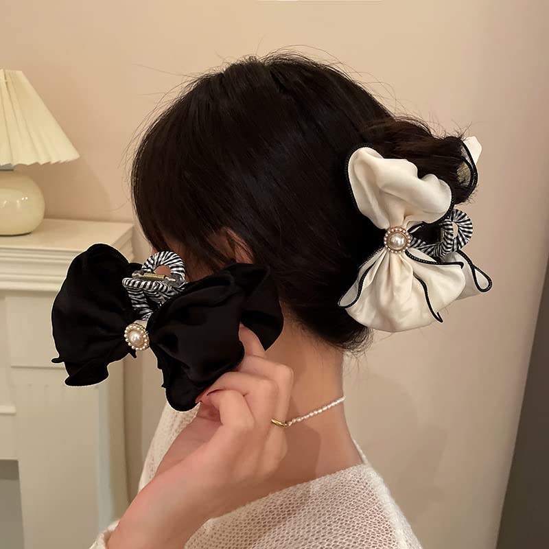 Xdchlk fita arco pérola clipe de garra clipe fofo para mulheres grils gancho de cabelo com barretas de caranguejo presentes