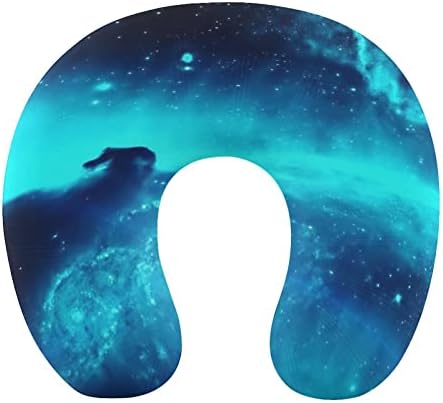 Travesseiro de viagem de galáxia azul de cabeça e suporte de pescoço de almofada em forma de espuma de espuma em forma de cabeça em forma de cabeça para dormir