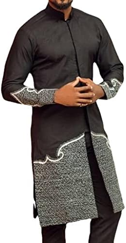 Homens africanos terno tradicional de manga longa dashiki e calça 2 peças define a roupa de camisa Top Pant tracksuit t.