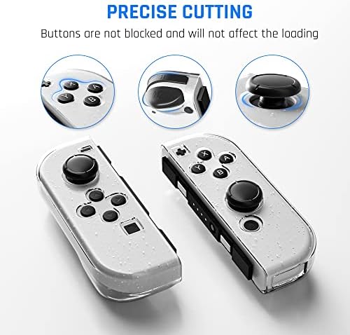 Rhotall Glitter Clear Shell Compatível com Nintendo Switch/Switch OLED JoyCon, capa de TPU suave com design de aderência de conforto