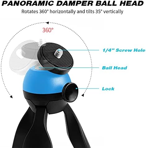 Mini telefone e câmera e suporte de tripé da webcam, tiro panorâmico de cabeça de 360 ​​°, altura de trabalho 5,7 polegadas,