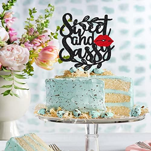 Black Glitter Sweet e atrevido capota de bolo, decorações para meninas para meninas- chá de bebê- anúncio de gravidez Principal decoração de festa de aniversário