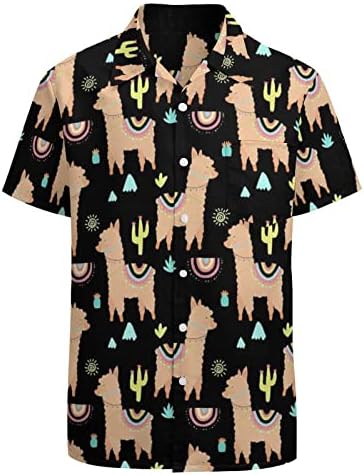 LAMAS ou ALPACAS1 camisa havaiana de manga curta de manga curta