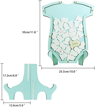 Livro de convidados de moldura de madeira longa de madeira em Blue Tiffany para decorações de chá de bebê meninos e