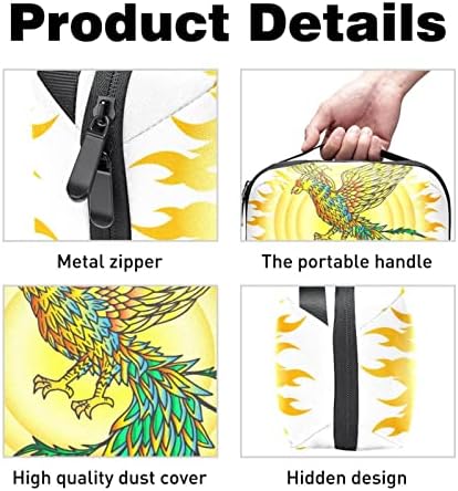 Organizador eletrônico, desenho à mão Phoenix Bird and Flaming Sun Small Travel Cable Organizer Bag, bolsa de caixa técnica