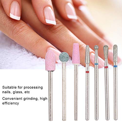 Bits de perfuração de unhas de cerâmica Conjunto 7pcs 3/32 polegadas de diamante de diamante bit de perfuração de unhas para remover o gel de acrílico pregos