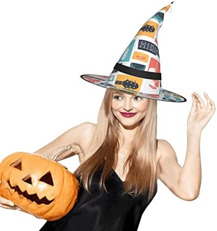 Unissex Witch Hat Decor Decoração Guitarra-Singer-Music Hipster Halloween Prop Party Party Masquerade Cosplay Costume